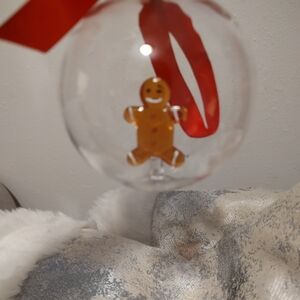 Mud Pie Large Glass Ball Icon Ornament "Gingerbread Man", NWT